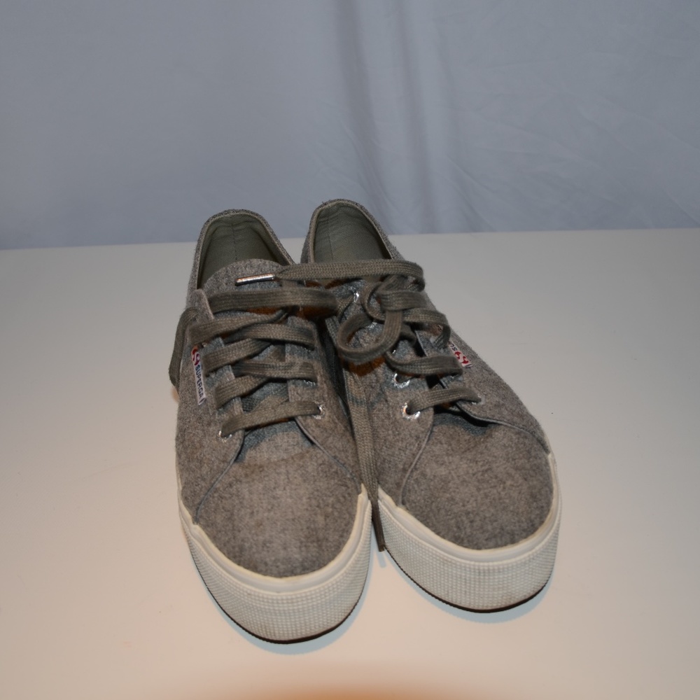 grey superega platform sneakers